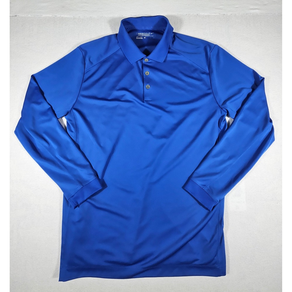 Nike Golf Tour Performance Mens Long Sleeve Polo Shirt Dri-Fit Blue 508332-491 L